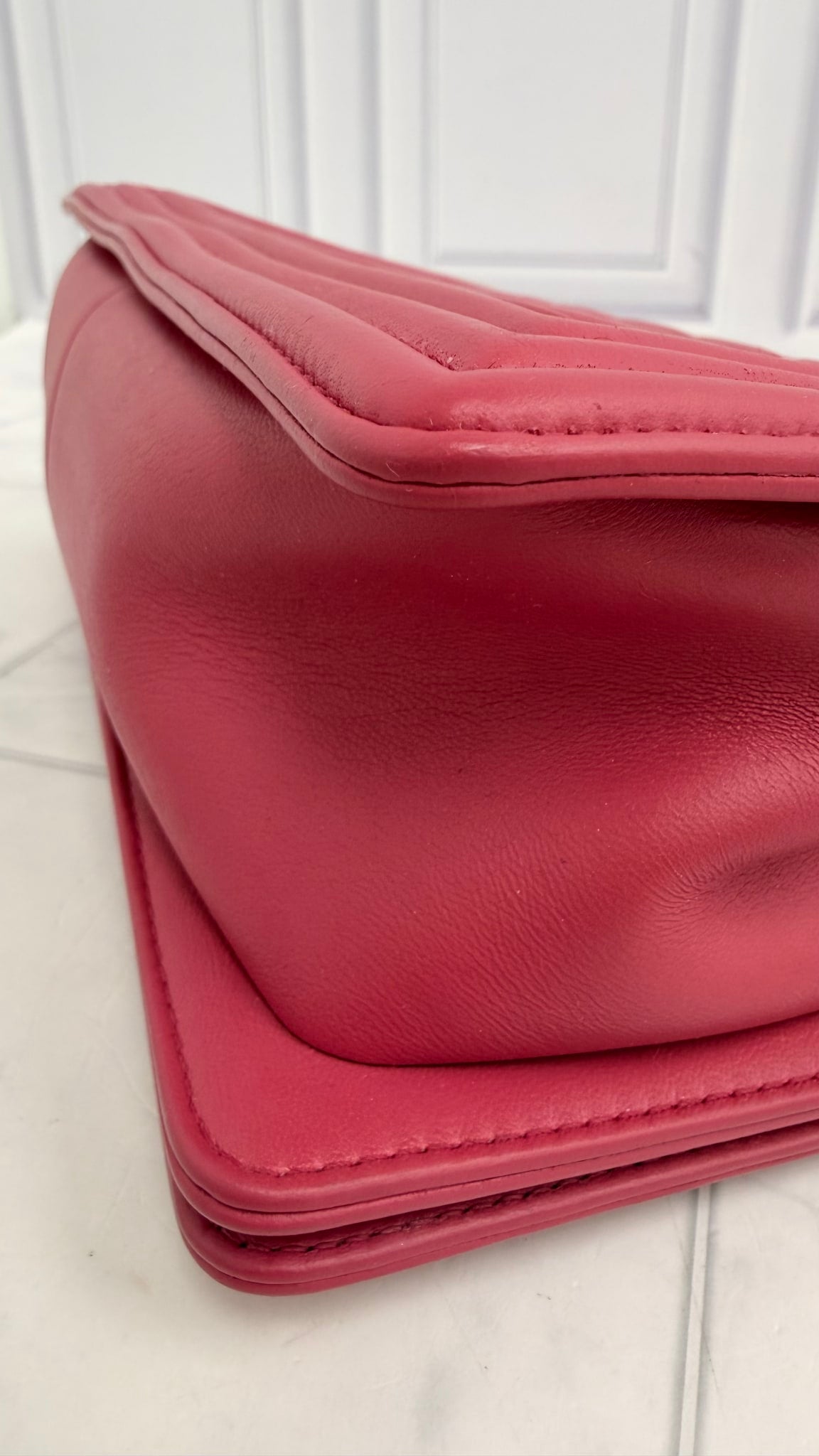 Chanel Fuchsia Quilted Lambskin Medium Boy Bag