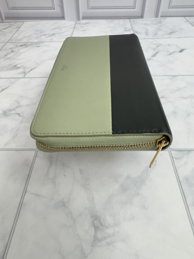 Celine Green And Black Leather Zippy Wallet