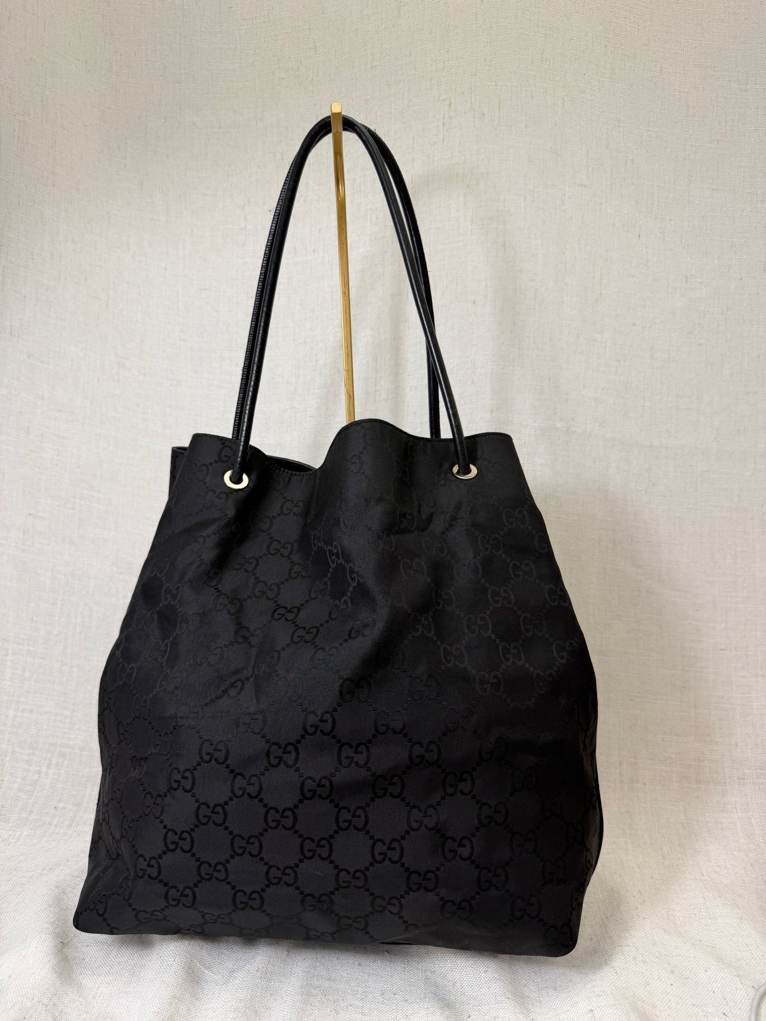 Gucci Black Nylon Canvas Large GG Tote Bag