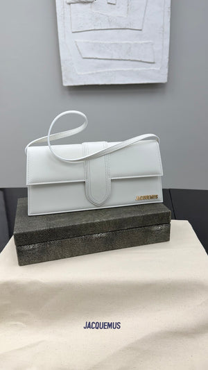 BRAND NEW - Jacquemus White Leather Le Bambino Long Shoulder Bag