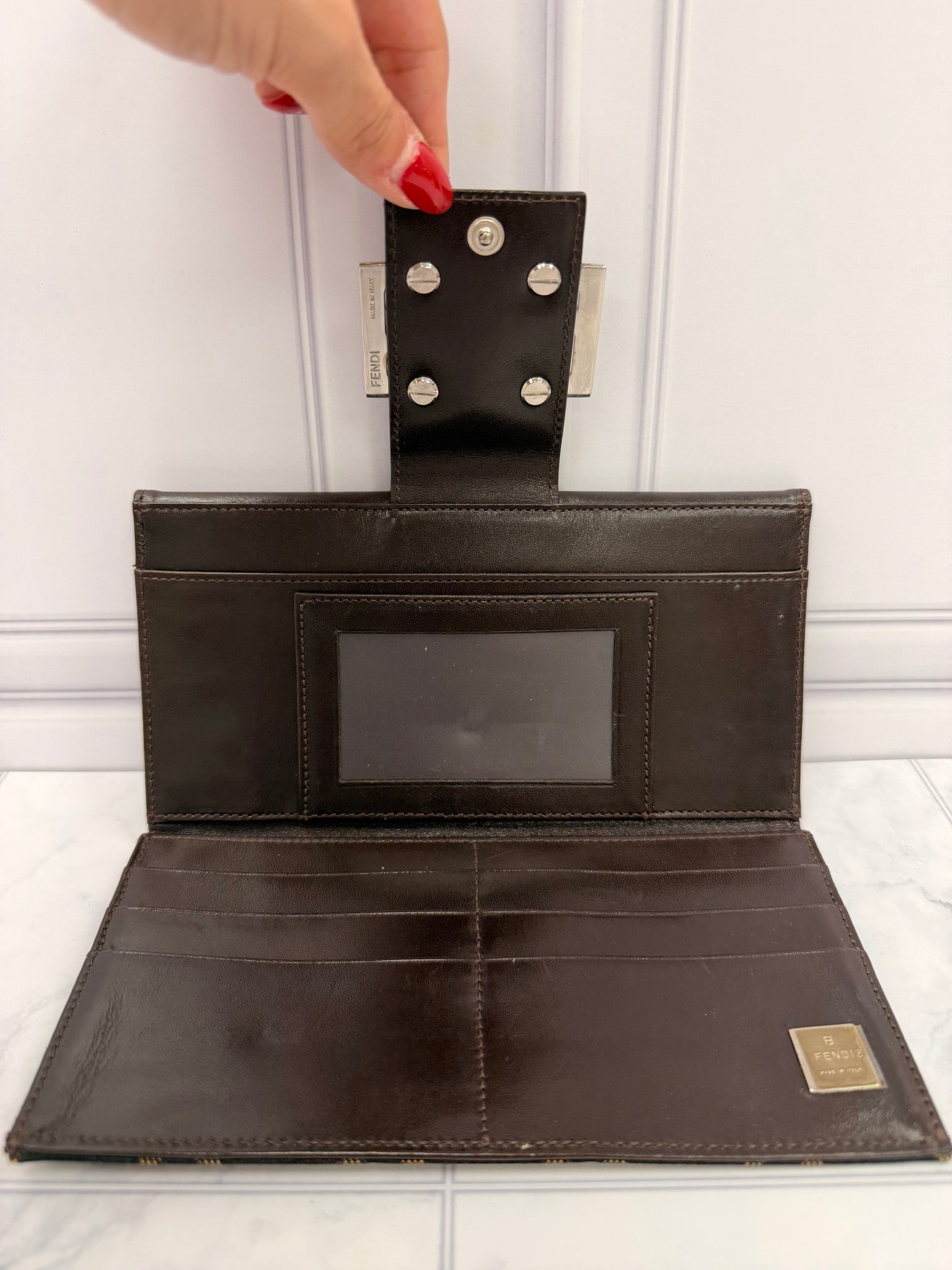 Fendi Zucca W-Hook Long Wallet 