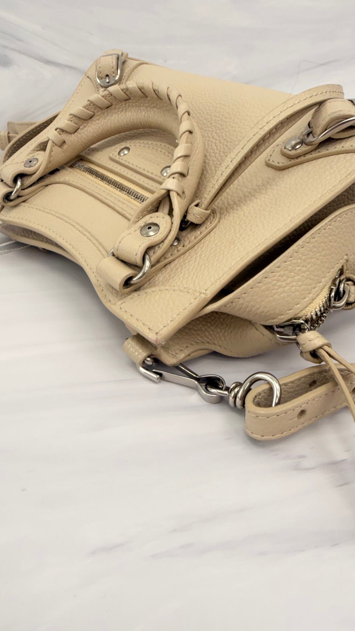 Balenciaga Beige Grained Leather Neo Classic Mini 2Way Handbag 