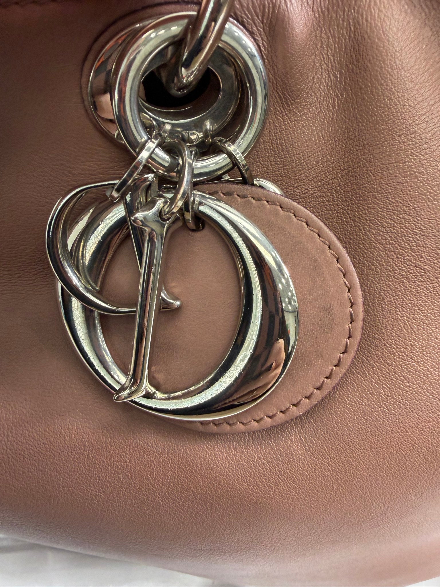 Christian Dior Dusty Rose Leather Diorissimo Large Tote Bag