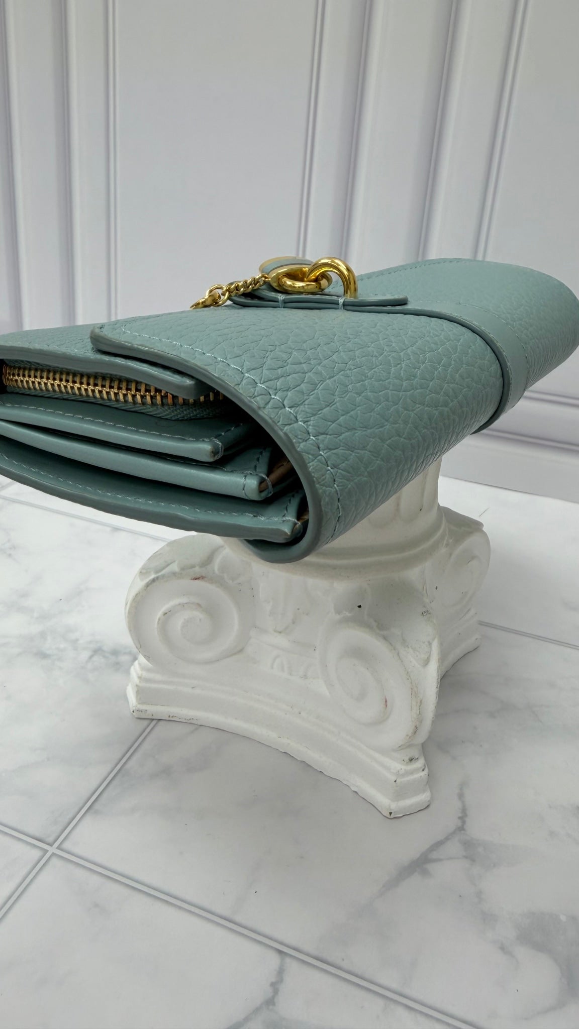 Chloe Baby Blue Leather Lock Long Wallet