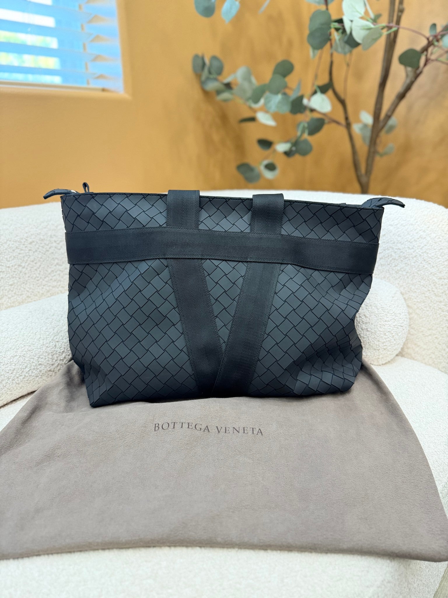 Bottega Veneta Black Rubber Tote Bag