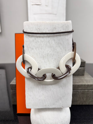 Hermès Brown And White Karamba Necklace