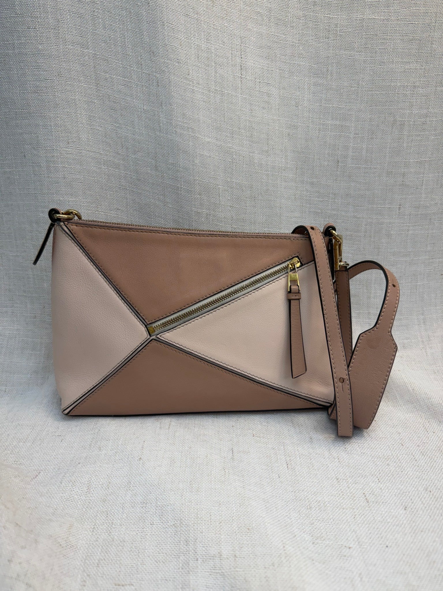 Loewe Pink Leather And Suede Small Puzzle Bag