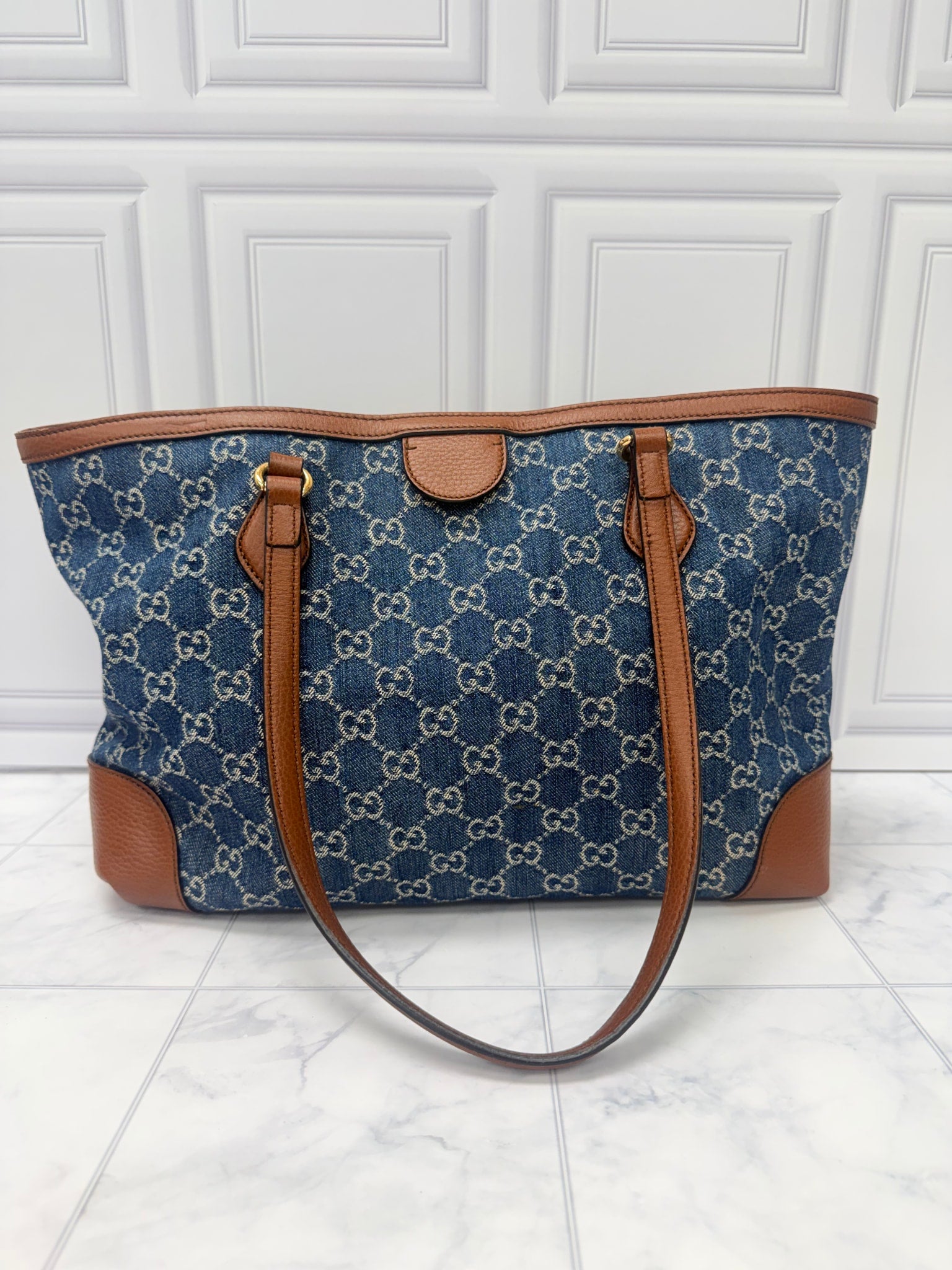 Gucci Blue Denim GG Tote Bag 