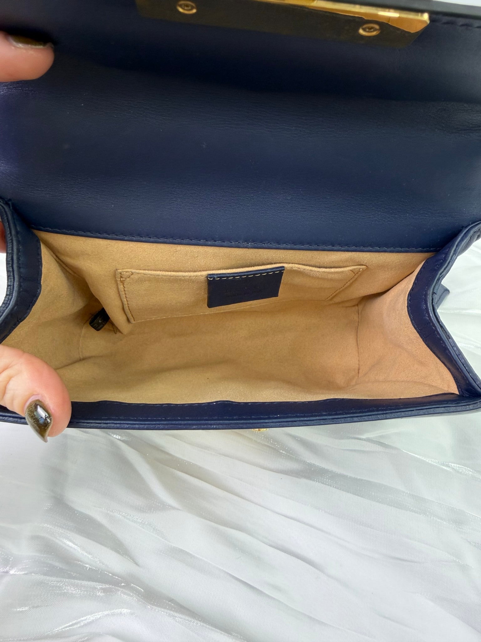 Gucci Navy Leather Studded Padlock Shoulder Bag