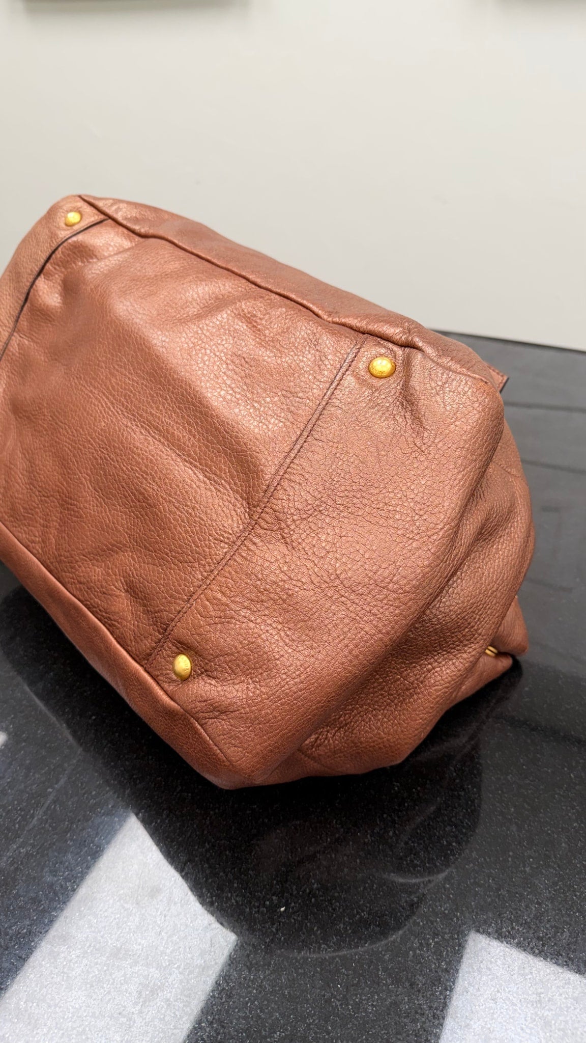 Prada Bronze Leather Jumbo 2way Tote
