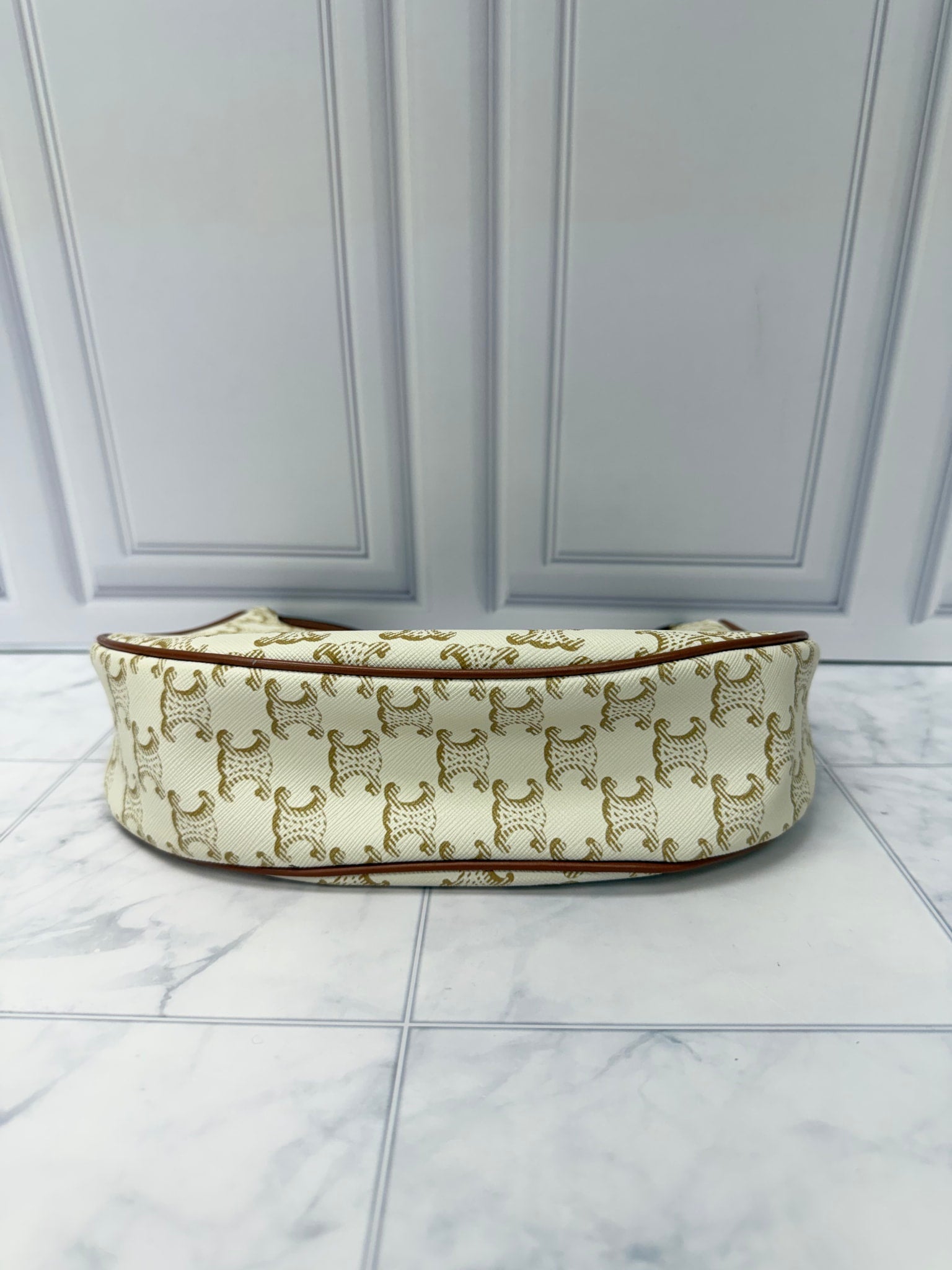 Celine White Canvas Ava Shoulder Bag 