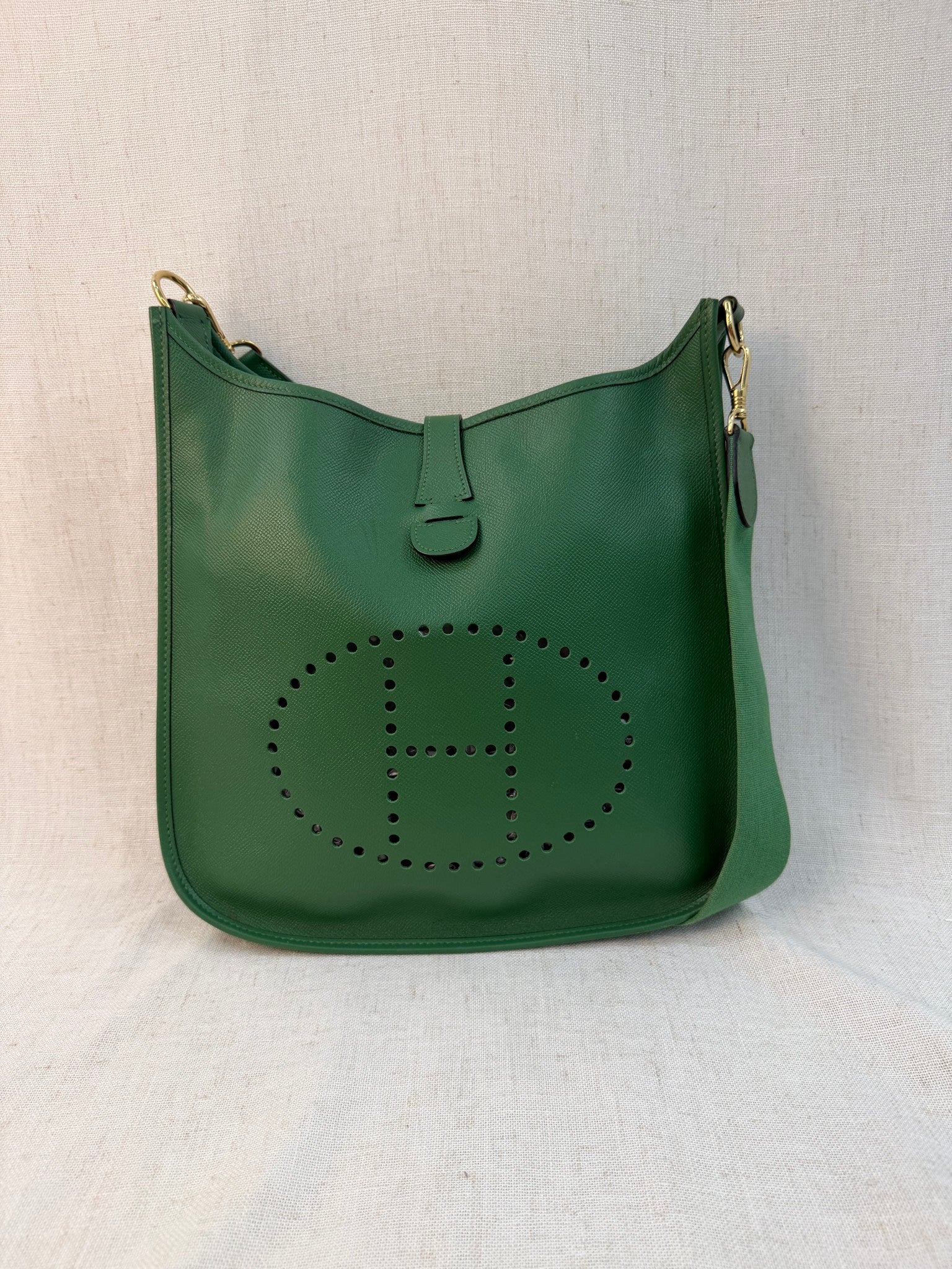 Hermes Green Clemence Evelyne Bag