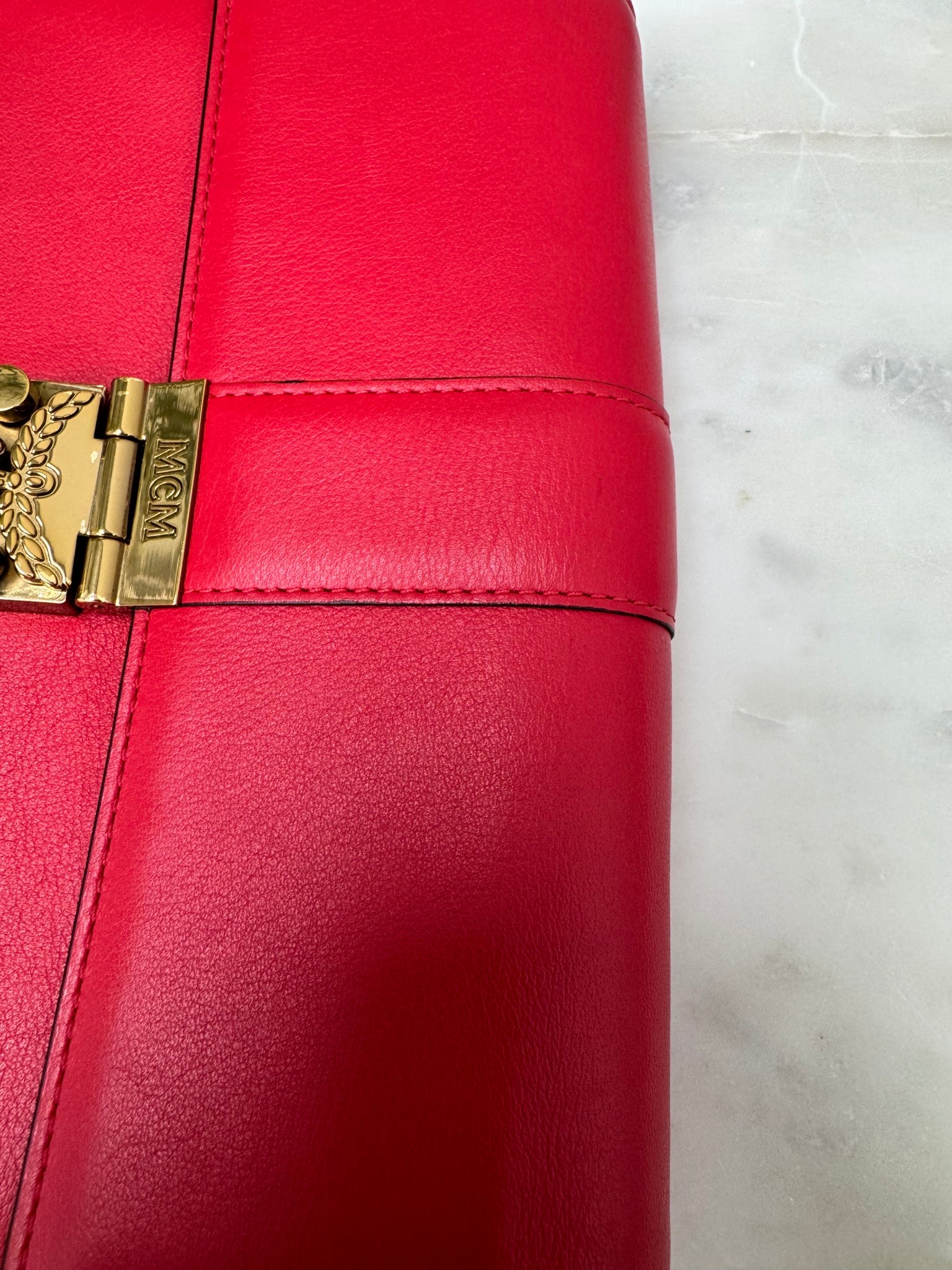 MCM Red Leather Crossbody Bag
