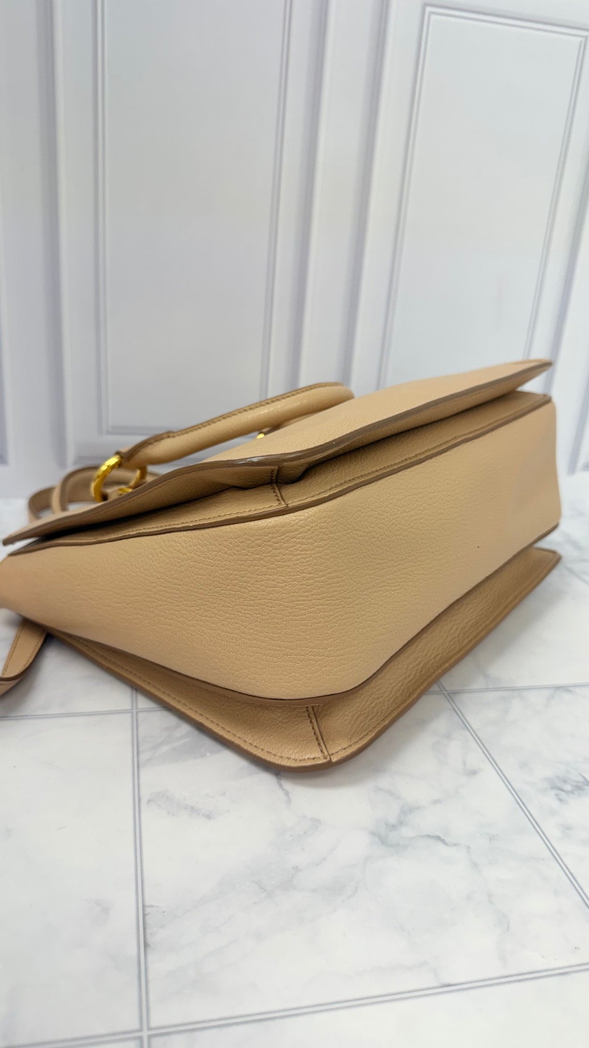 Miu Miu Nude Grained Leather Madras 2Way Handbag 