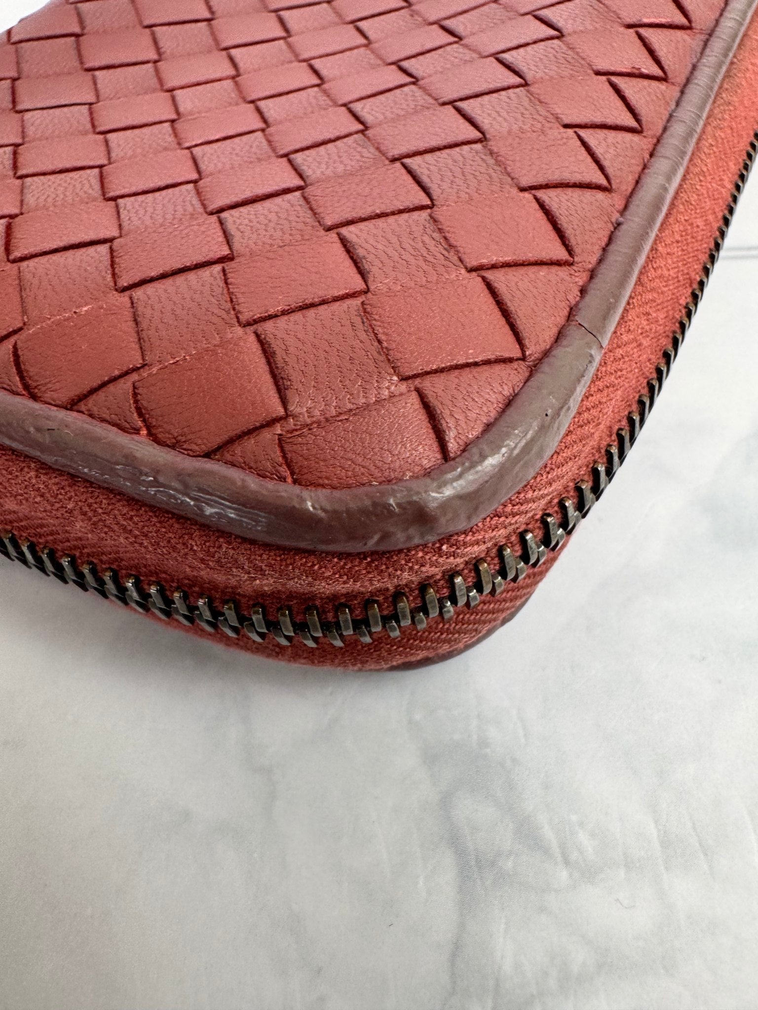 Bottega Veneta Burgundy Intrecciato Long Zippy Wallet