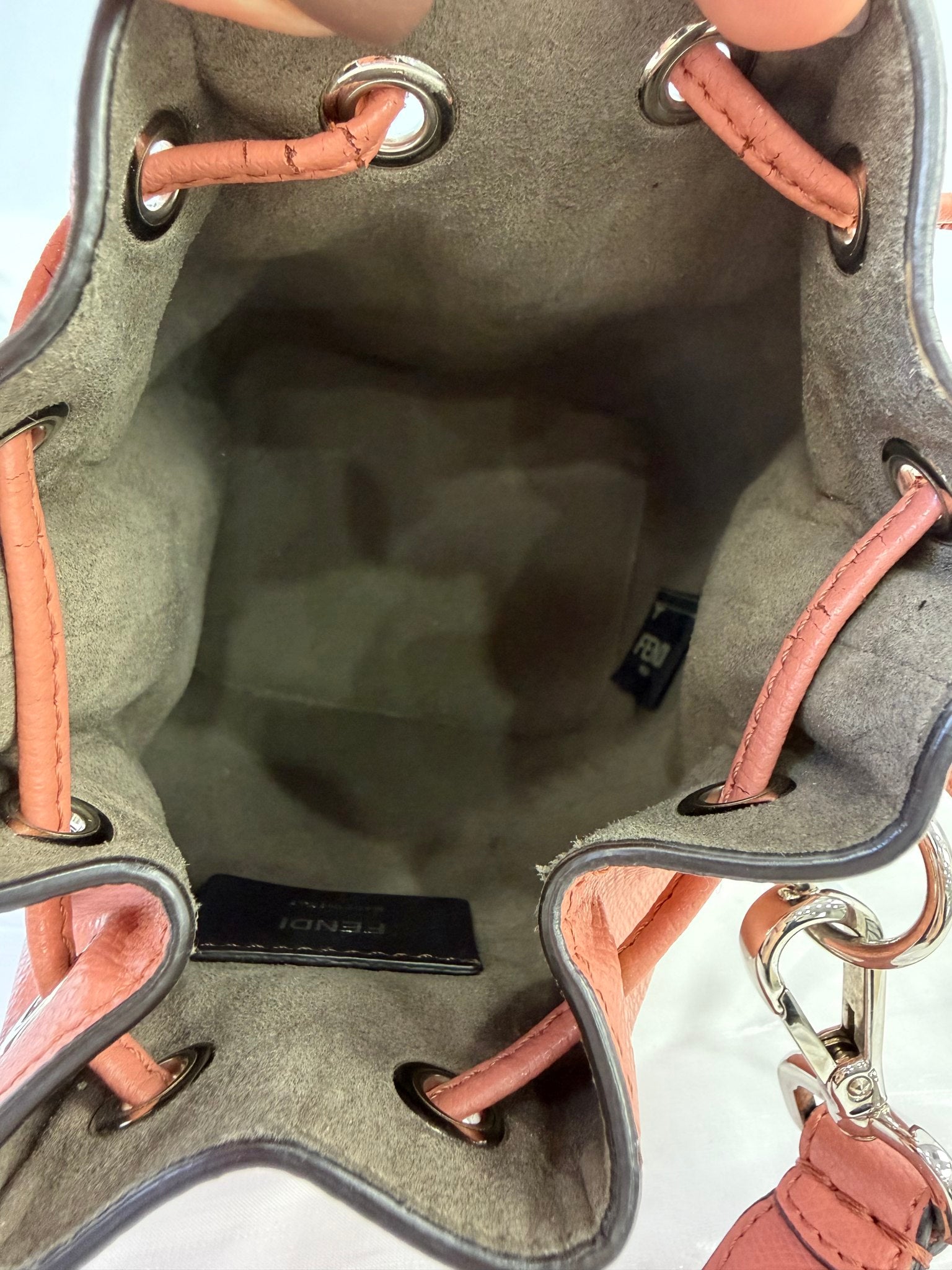 Fendi Peach Leather Mini Tressor Bucket Bag