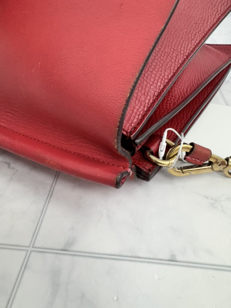 Chloe Red Leather Large Faye Crossbody Bag