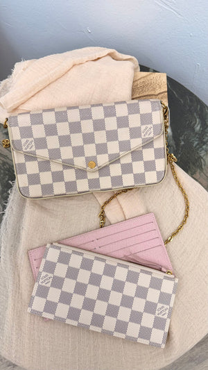 Louis Vuitton Damier Azur Pochette Felicie Chain Crossbody Bag