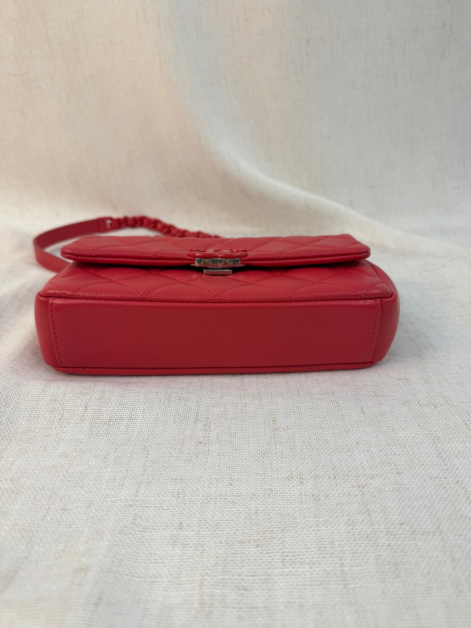 Chanel Coral Pink Caviar Leather My Everything Bag