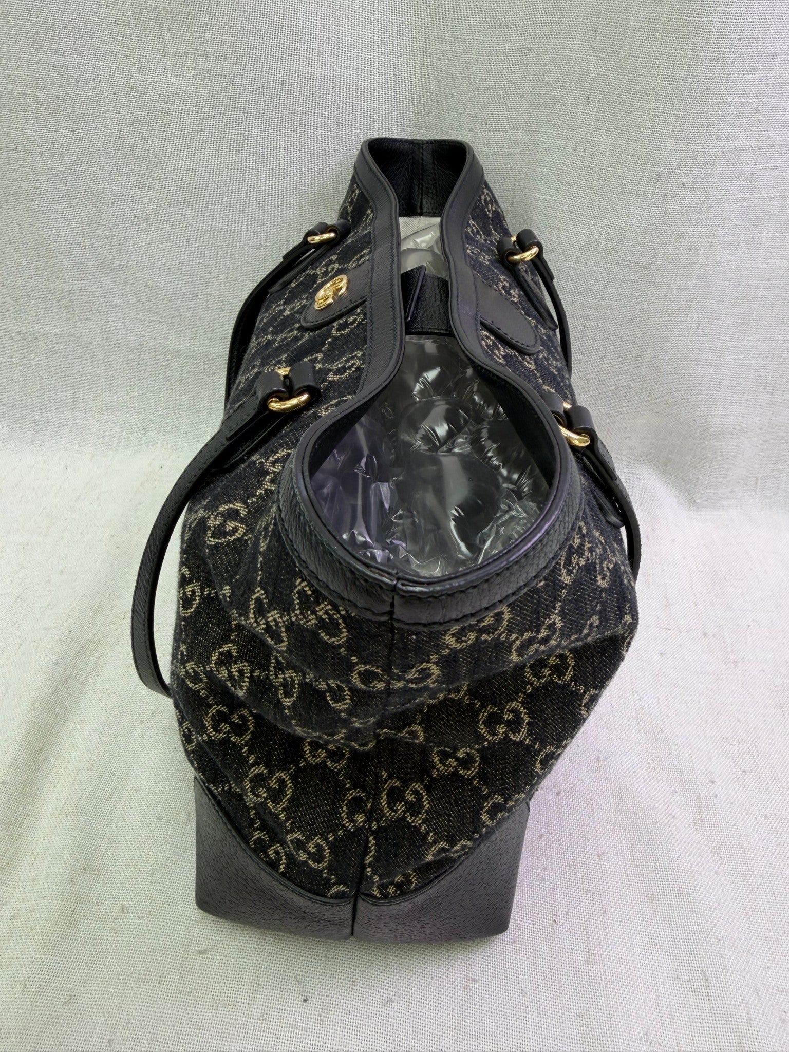 Gucci GG Black Denim Ophidia Medium Tote