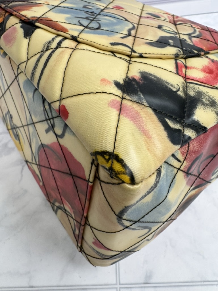 Chanel Multicolor Quilted Vinyl Rare Graffiti Sketch Maxi Flap Bag
