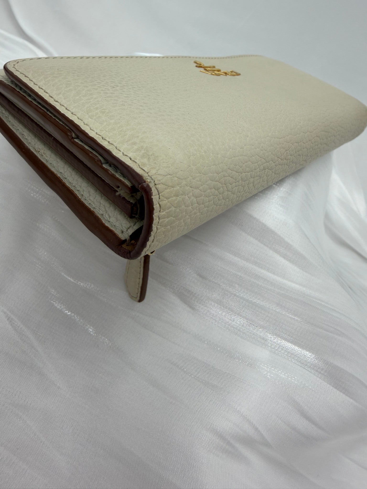 Prada Cream Leather Long Wallet