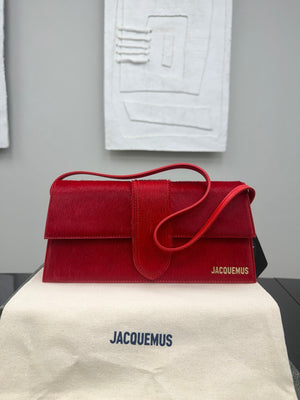 BRAND NEW - Jacquemus Red Pony Hair Le Bambino Long Shoulder Bag