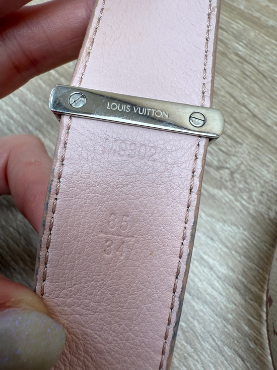 Louis Vuitton Pink & White Monogram Belt Size 34