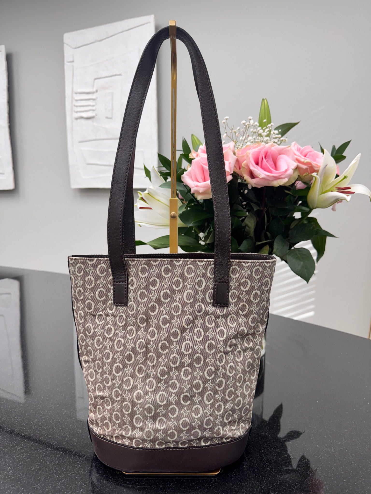 Celine Brown C Macadam Canvas Bucket Bag