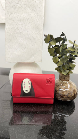 LIKE NEW - Loewe x Studio Ghibli Red Leather Spirited Away Compact Wallet