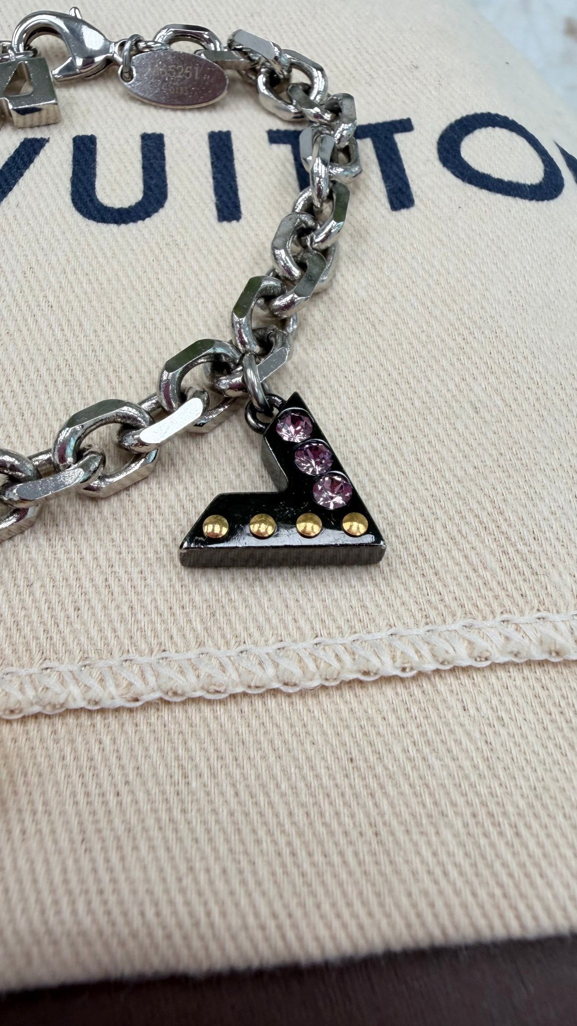 Louis Vuitton Love Letter Timeless Silver Tone Charm Bracelet 