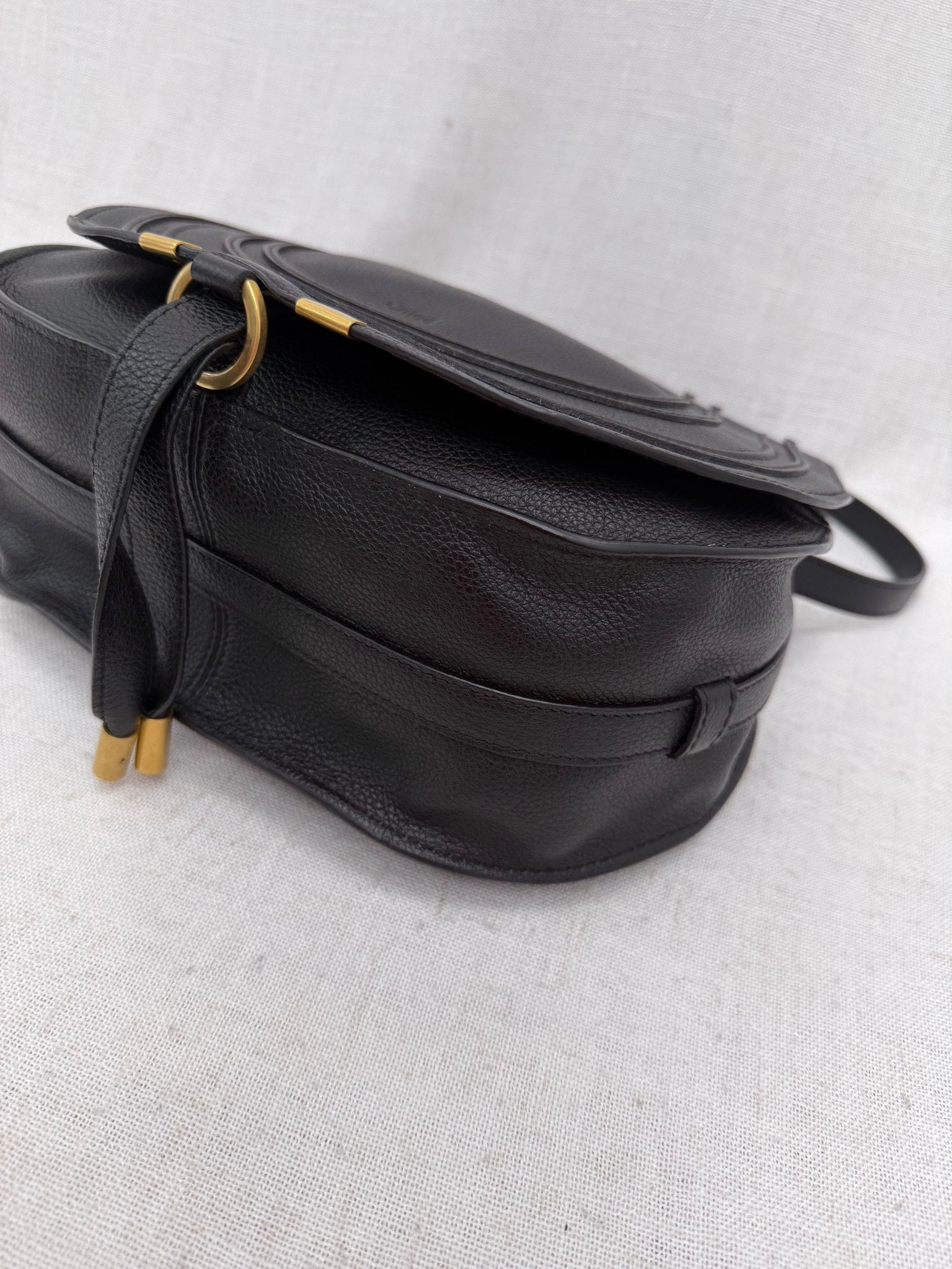 Chloe Black Grained Leather Medium Marcie Bag