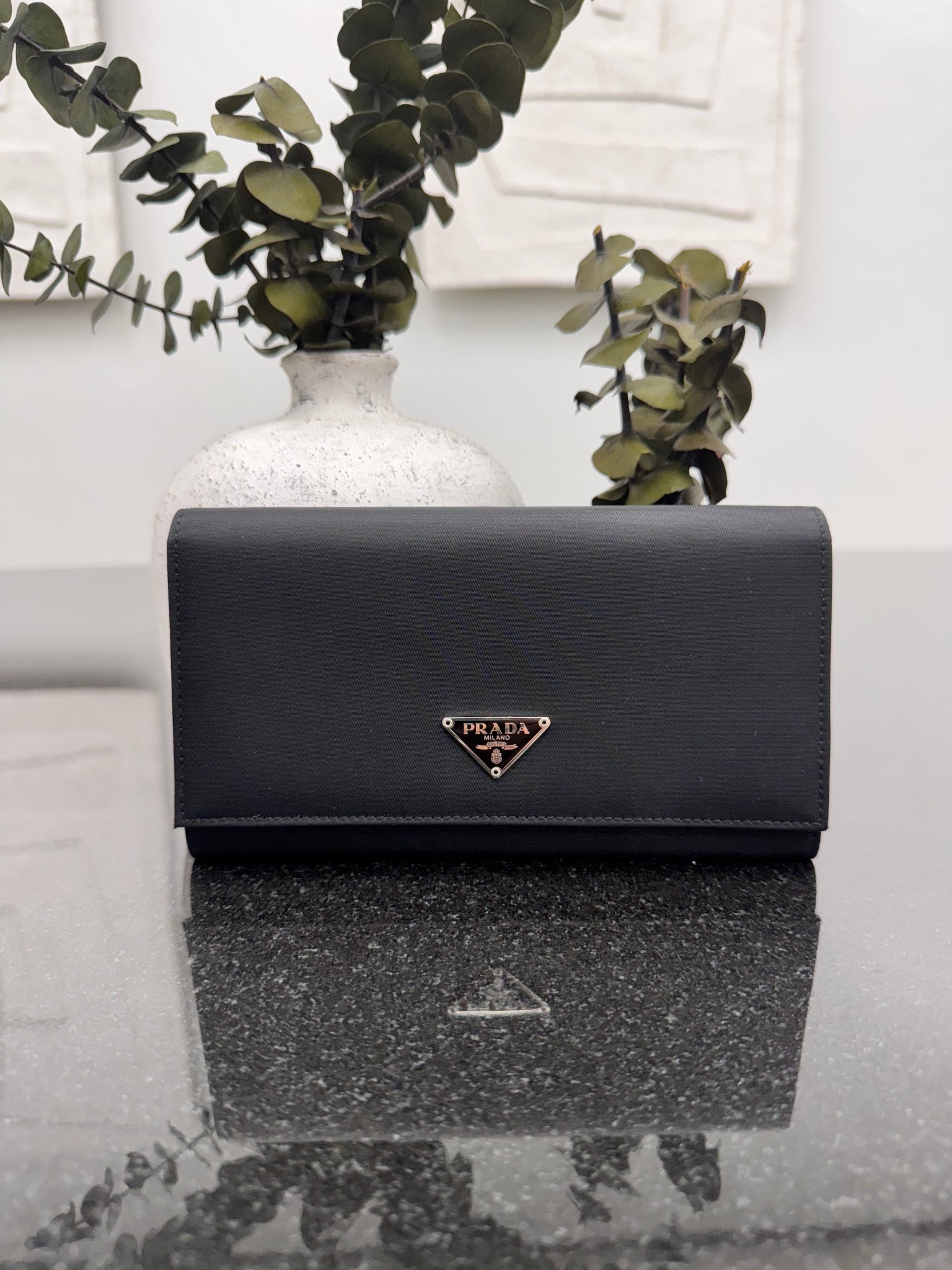Prada Black Nylon Long Wallet