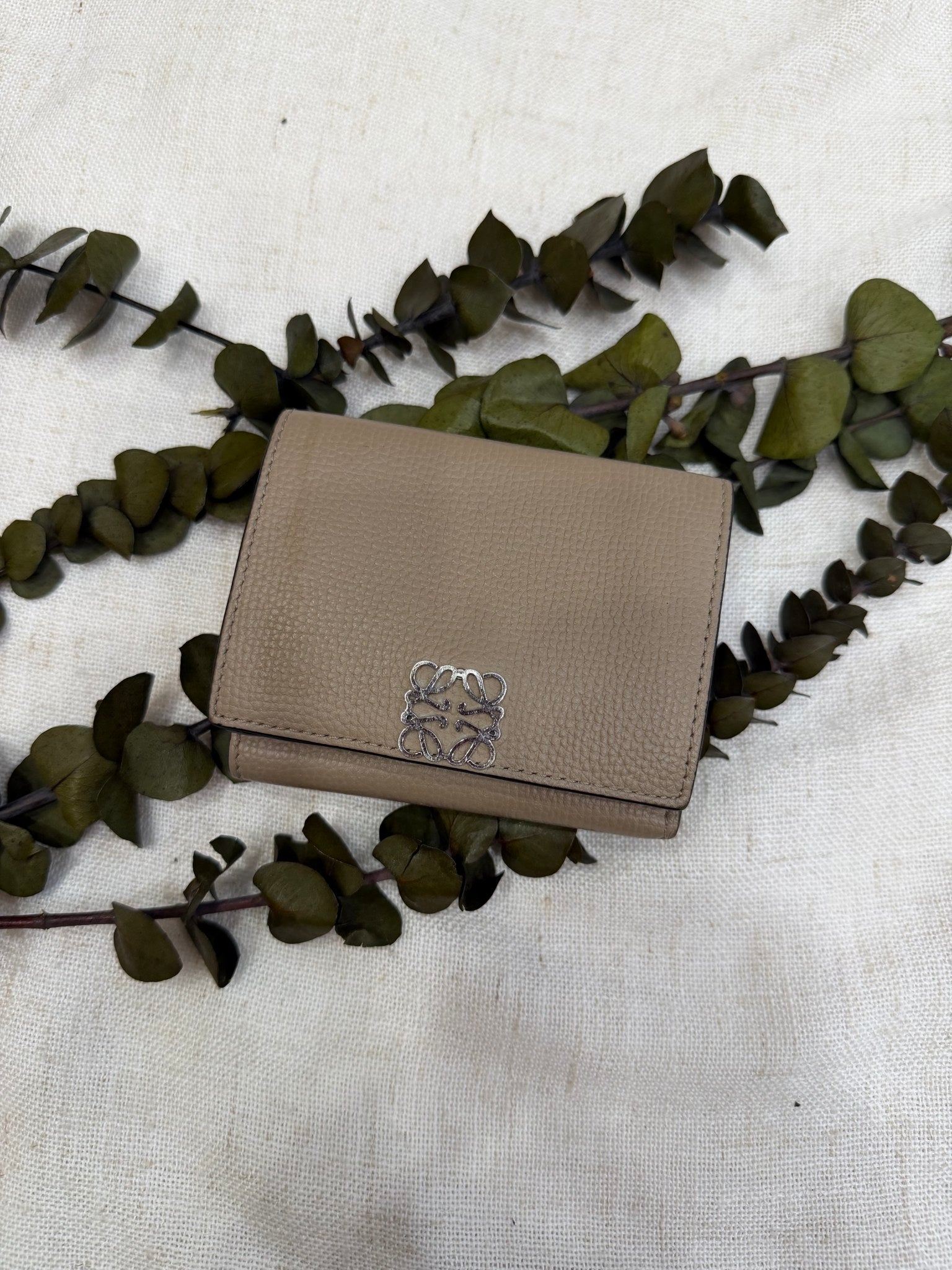 Loewe Tan Leather Compact Wallet 