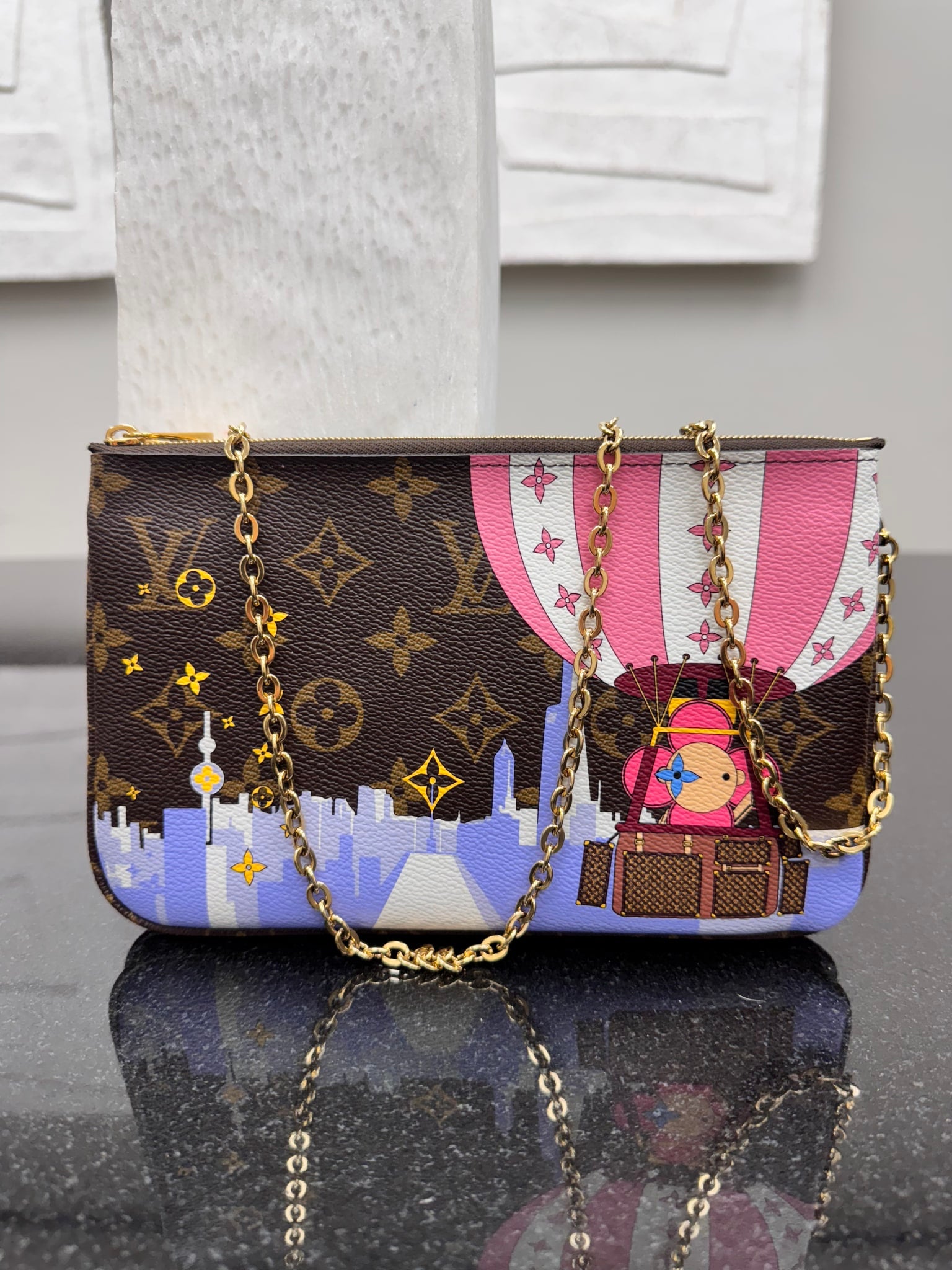 LIKE NEW - Louis Vuitton Monogram Double Zip Limited Edition Christmas Animation Pochette Accessories