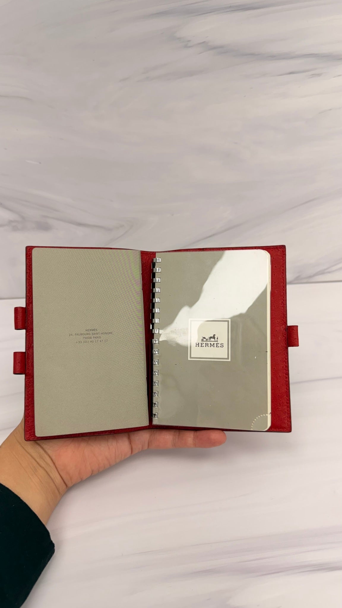 Hermes Red Ostrich Passport Agenda Cover 