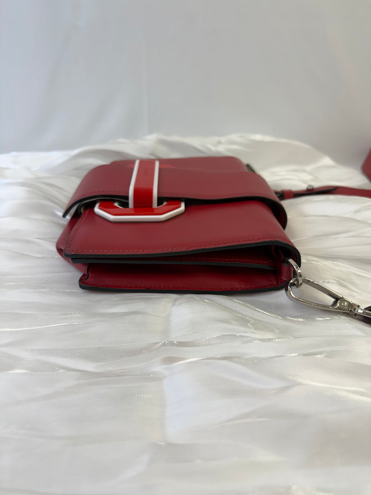 Prada Red Leather Plex Ribbon Bag