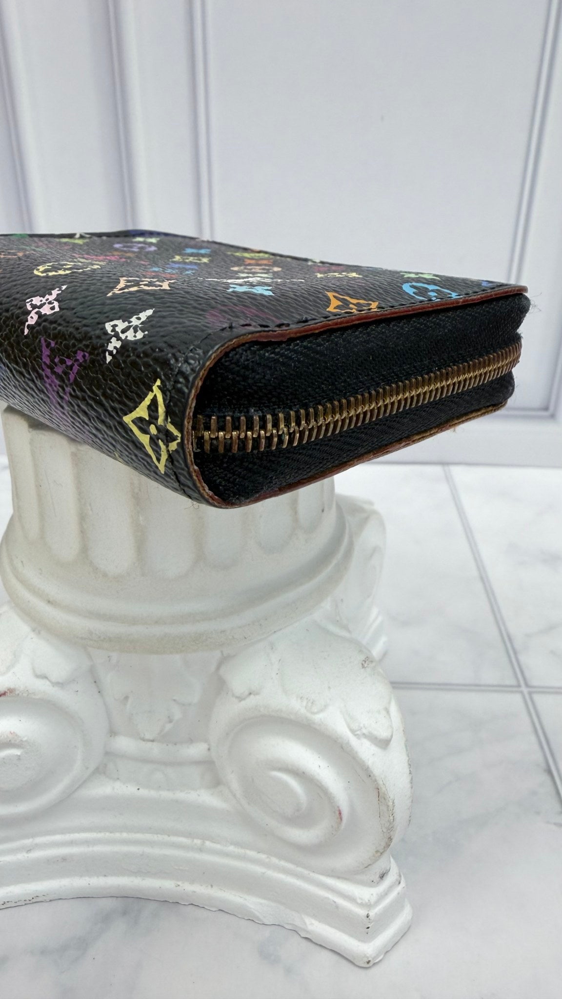 Louis Vuitton Black Multicolor Monogram & Purple Compact Zippy Wallet 