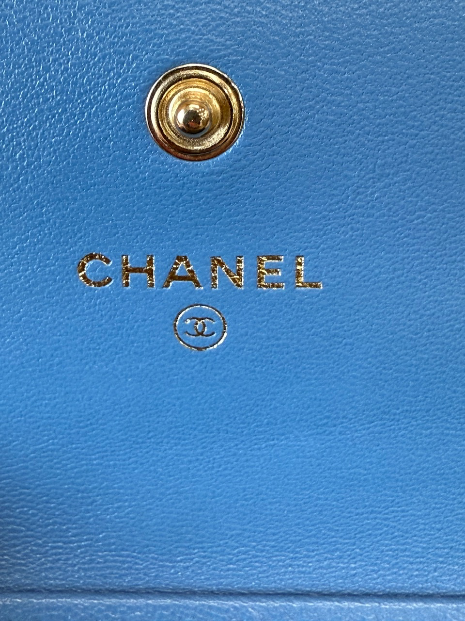 Chanel Blue Leather Wallet on a Chain