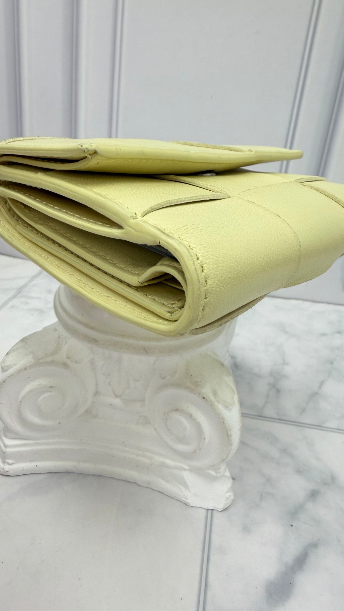 Bottega Veneta Yellow Maxi Intrecciato Leather Cassette Compact Wallet