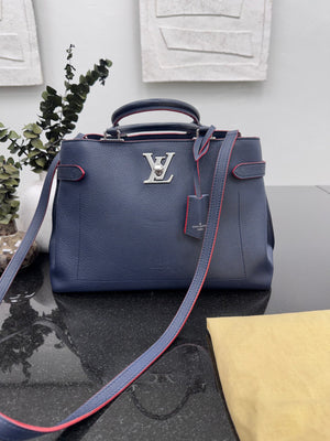 Louis Vuitton Blue Grained Leather Lockme Day Bag