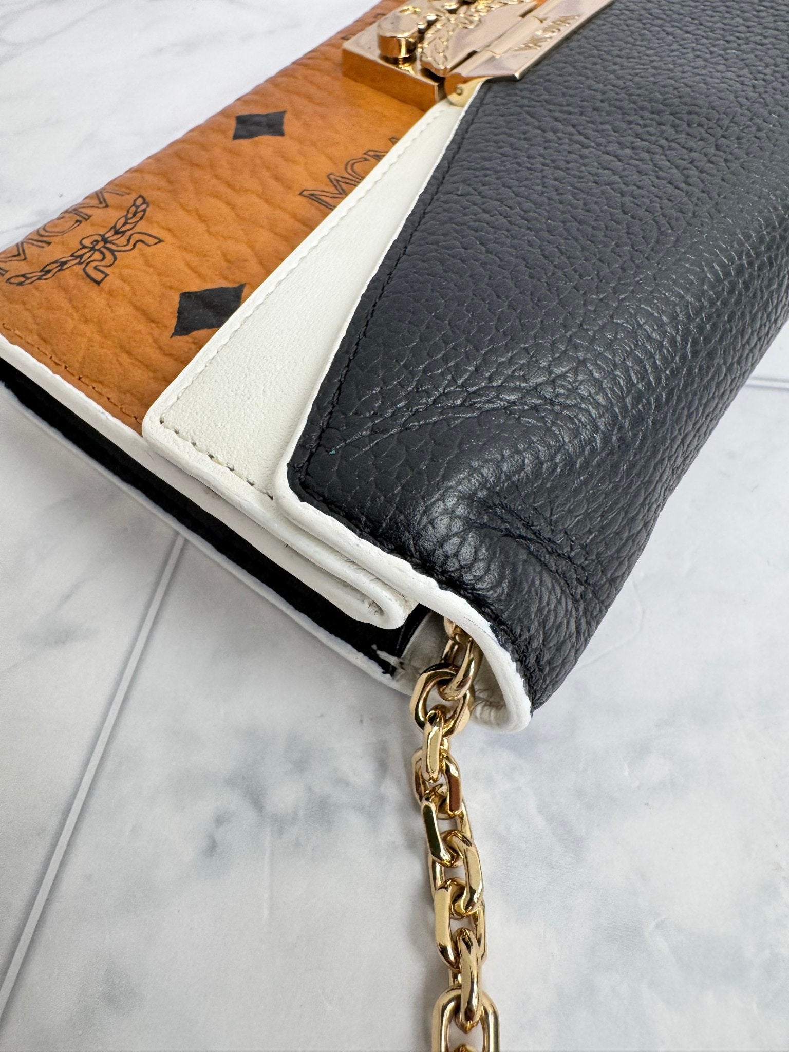 MCM Tricolor Grained Leather Wallet On A Chain