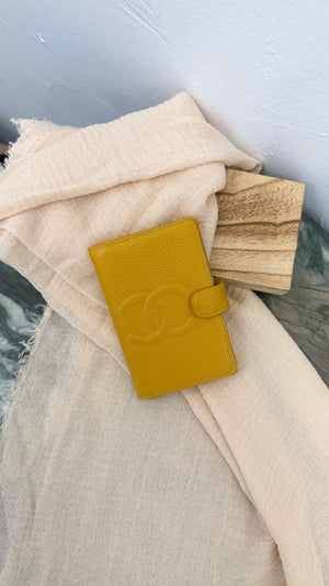 Chanel Yellow Caviar Leather Mini Agenda Cover