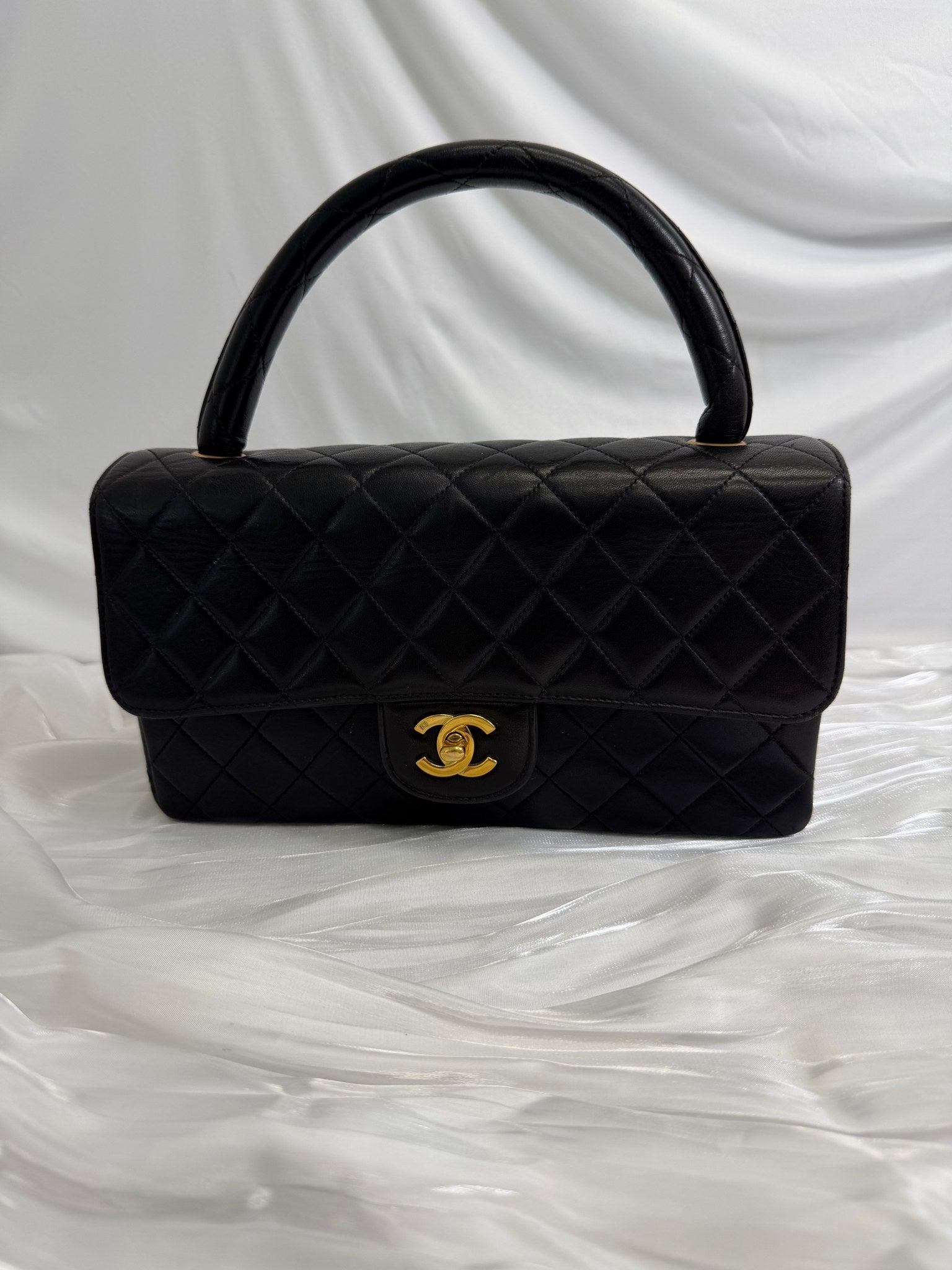 Chanel Black Lambskin Small Top Handle Bag