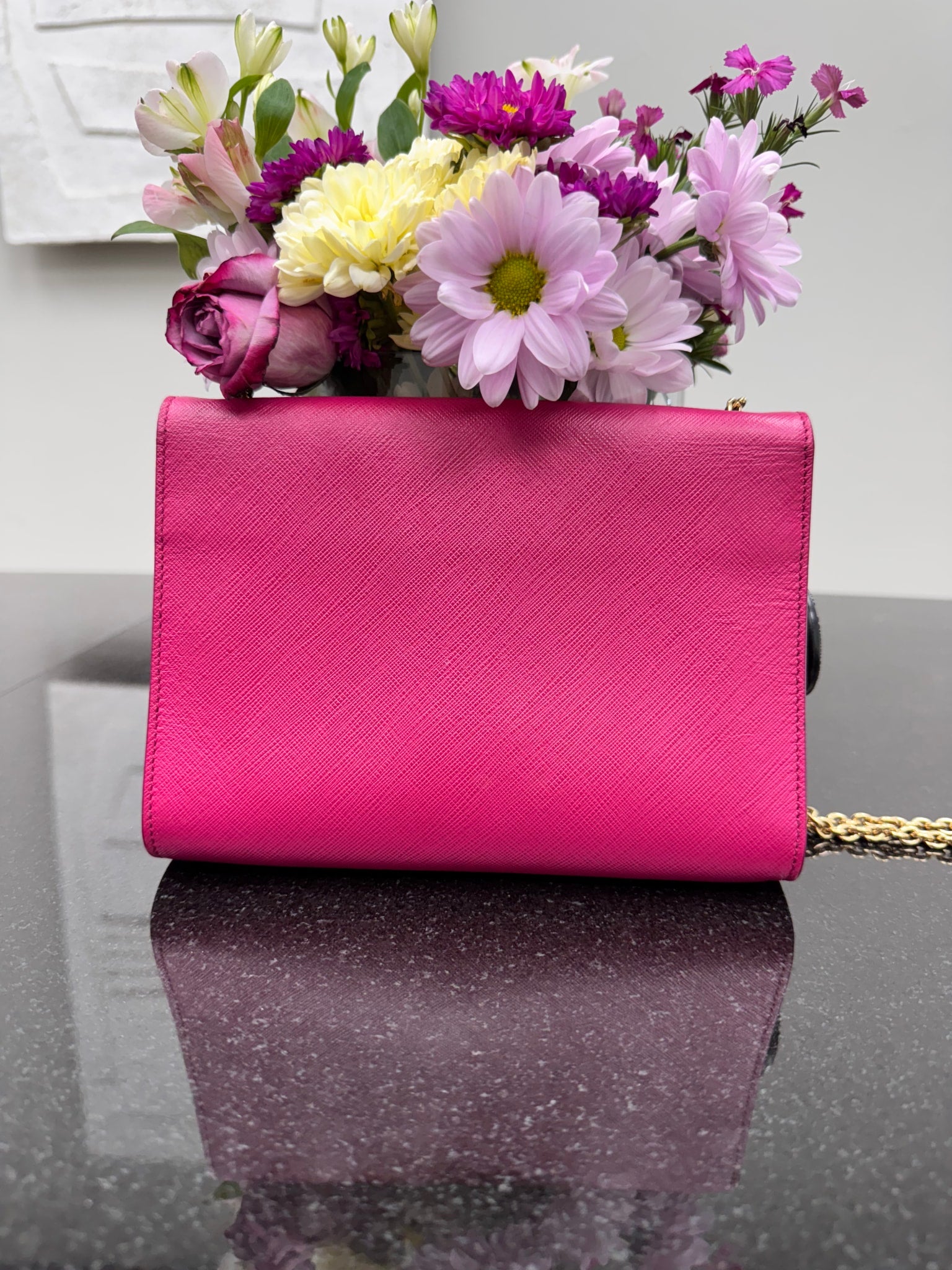 Salvatore Ferragamo Pink Leather Vara Bow Ginny Crossbody Bag