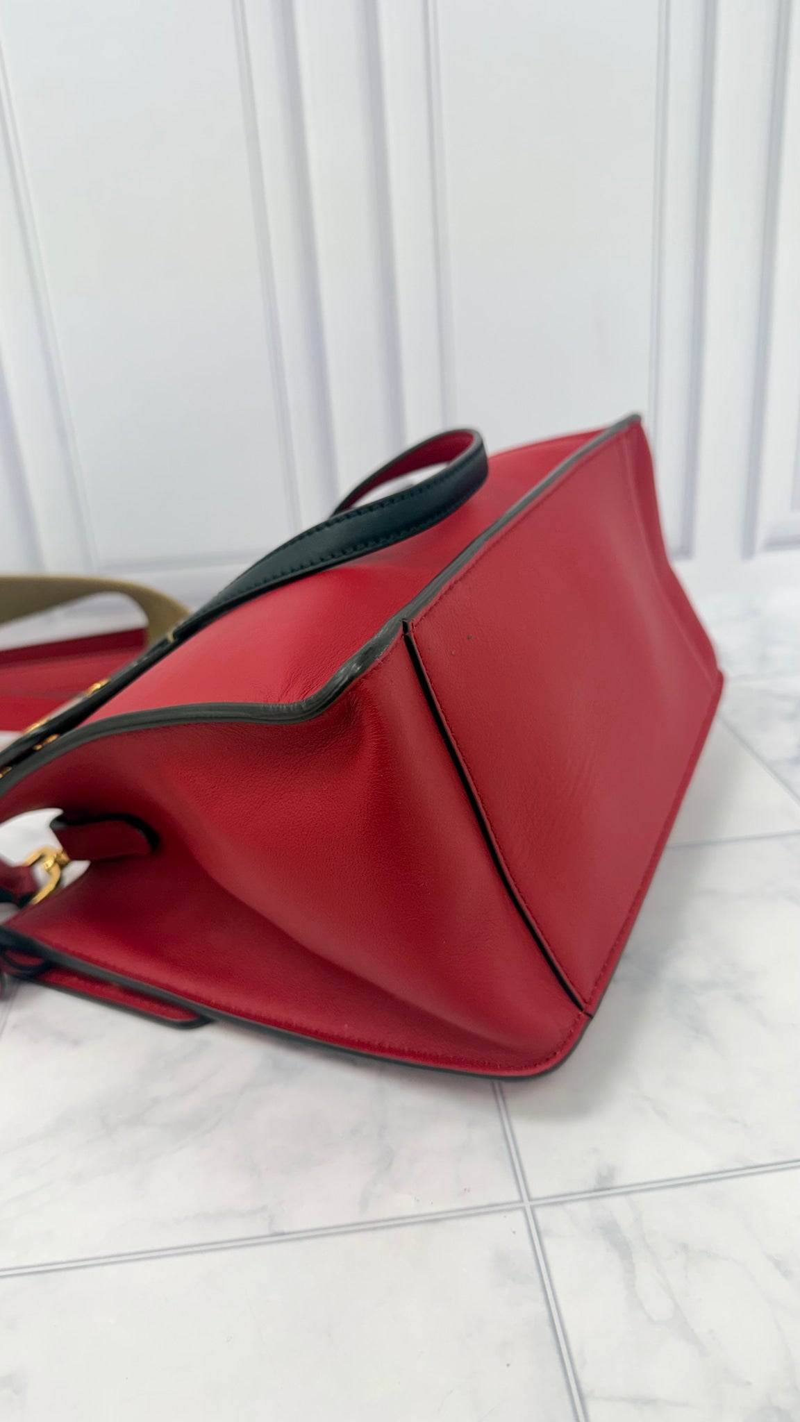 Fendi Red And Grey Leather Grace Small Flip 2Way Tote Bag 