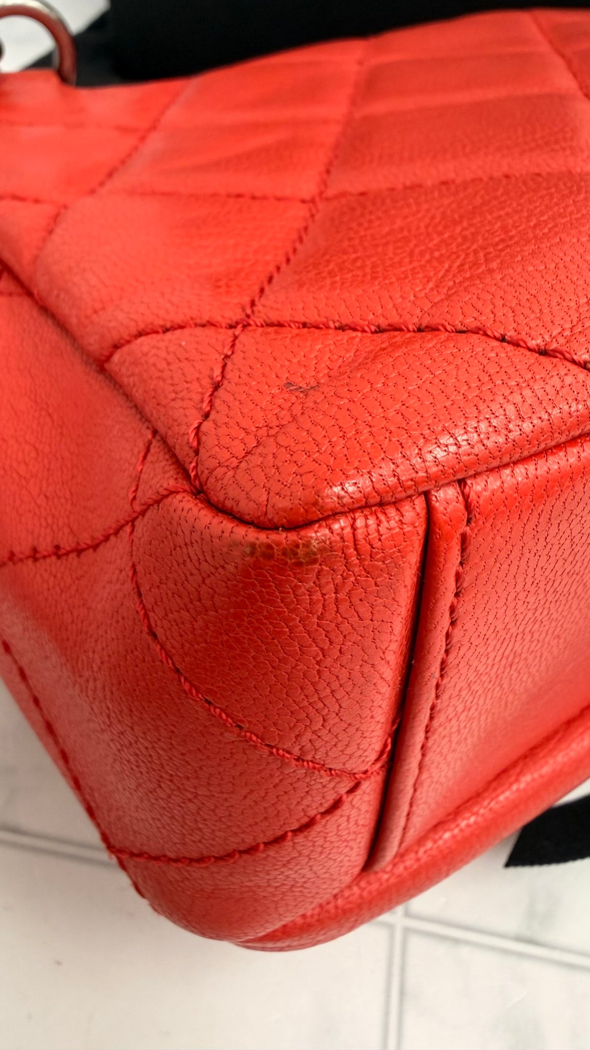 Chanel Red Quilted Goatskin Small Double Carry Waist Chain Flap Bag