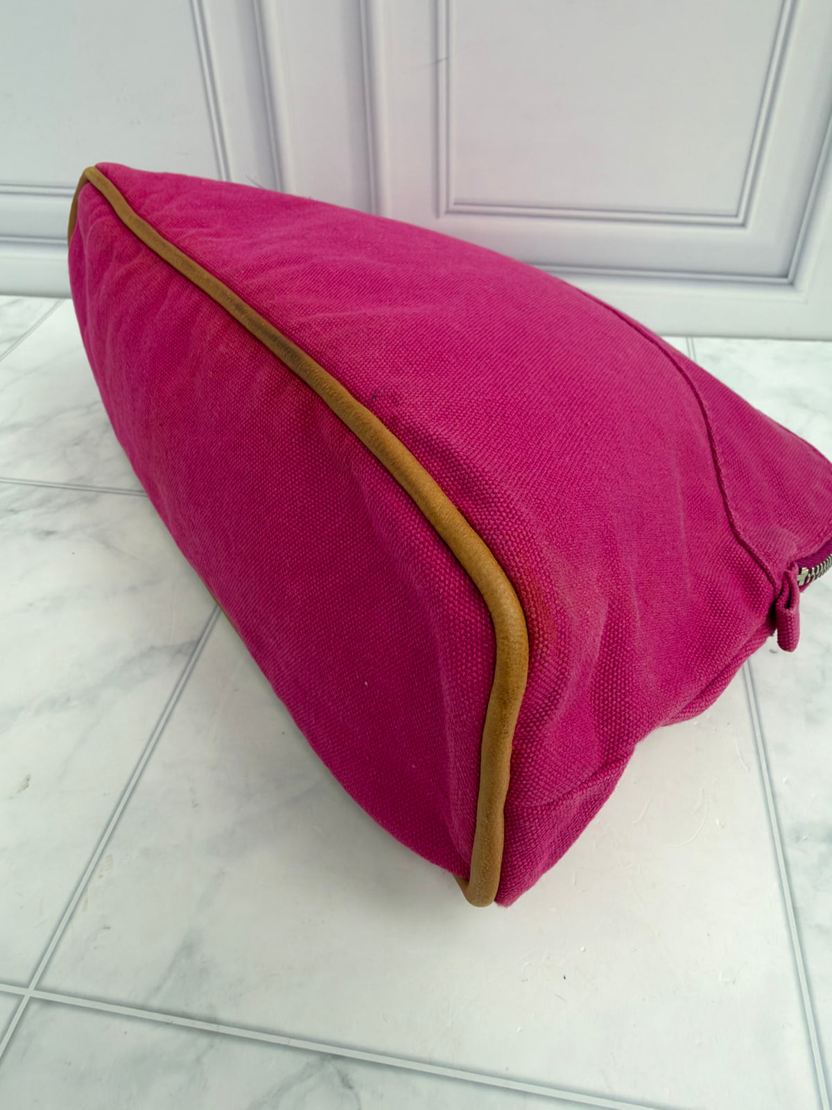 Hermes Pink Canvas Bolide Pouch 