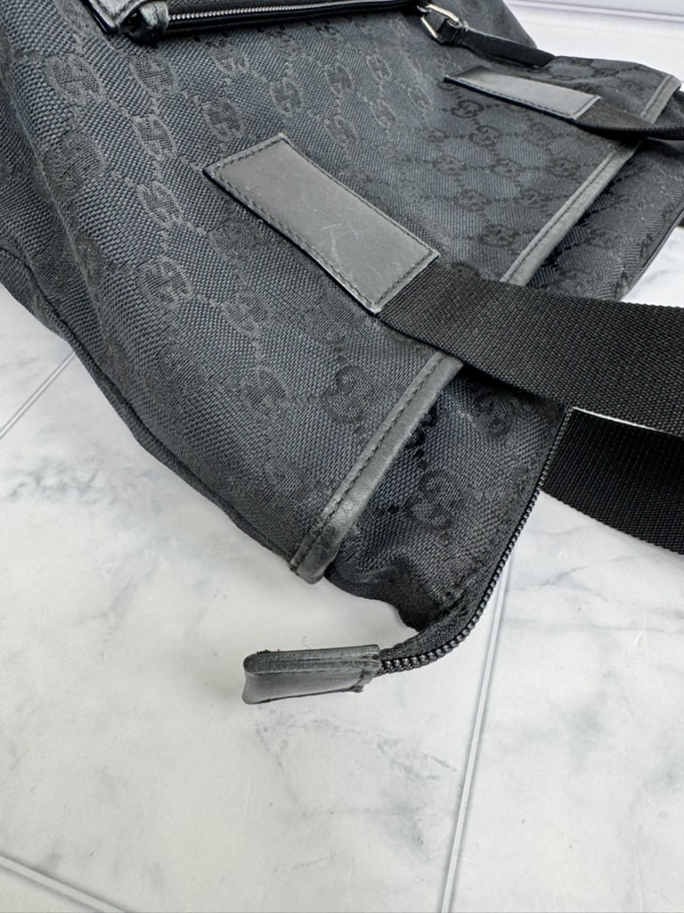 Gucci Navy GG Monogram Canvas And Leather Tote Bag