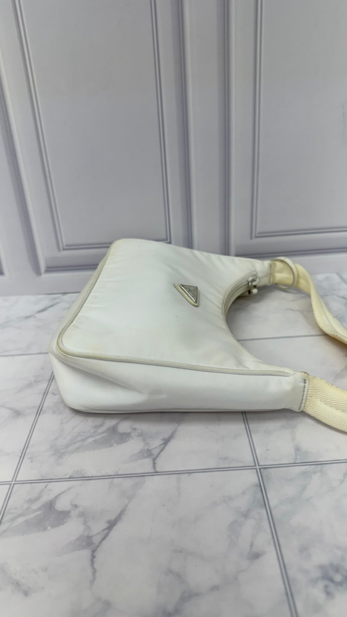 Prada White Nylon Re Edition 2000 Shoulder Bag 